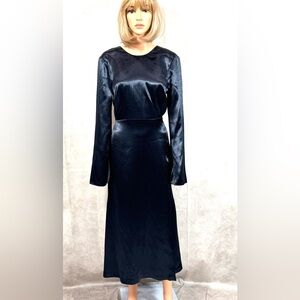 NWT - Cinq a Sept Black Cocktail Dress with Mock Neck and Bishop Sleeves